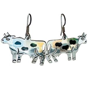 Sterling Silver Cow Earrings NWOT
